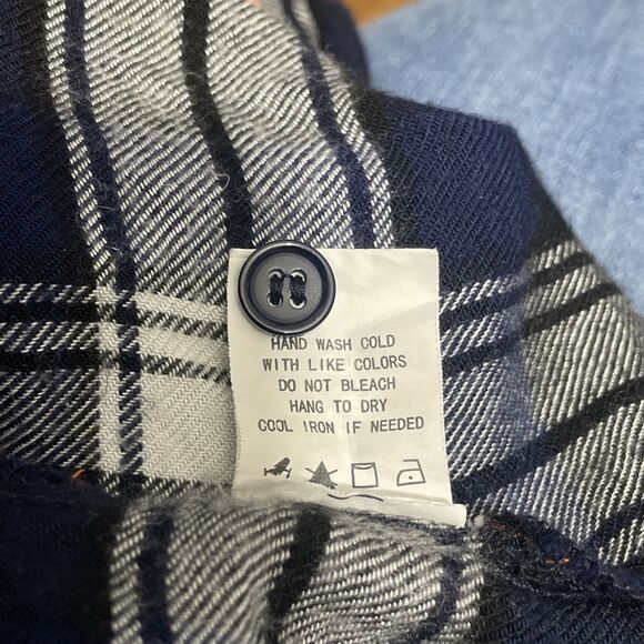 Melloday Womens XL Blue Orange Flannel Shirt Button Front Long Sleeve Plaid - Picture 4 of 13